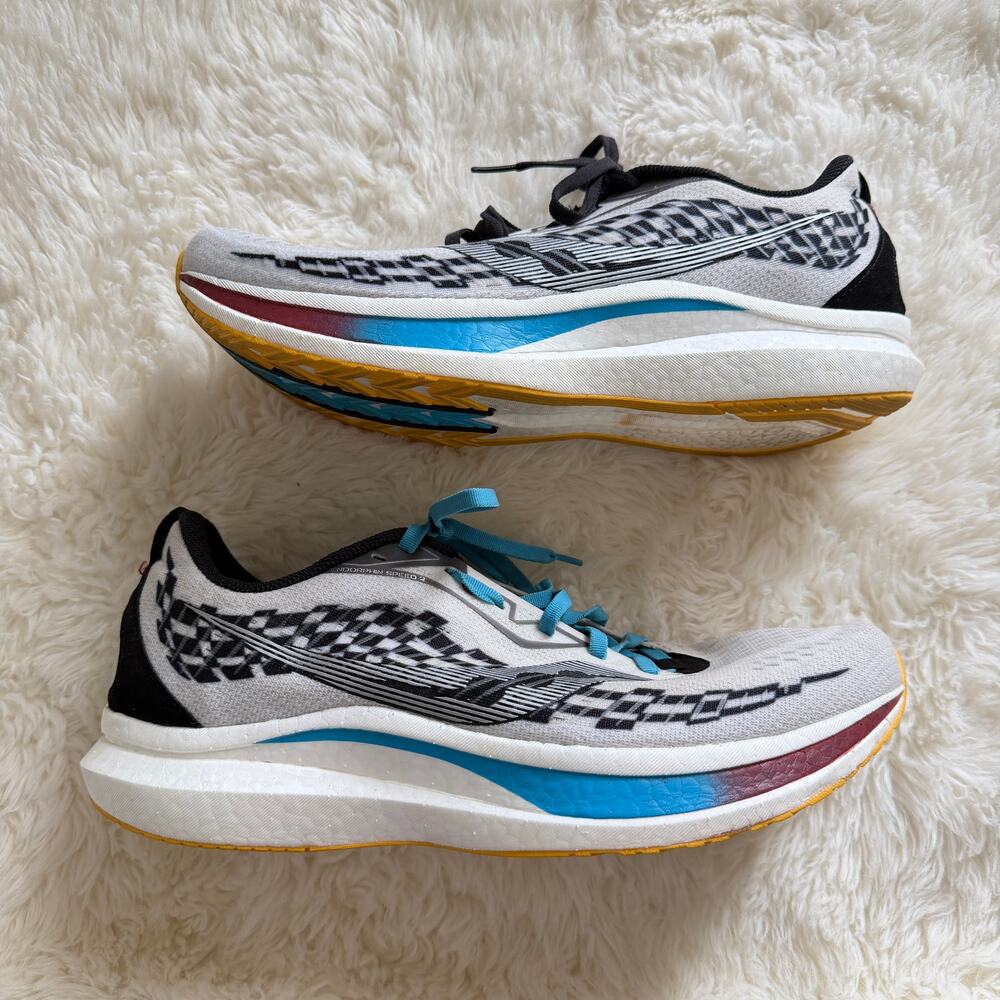 Saucony Men's Endorphin Speed 2 Running shoes black and white lace up - Picture 2 of 7